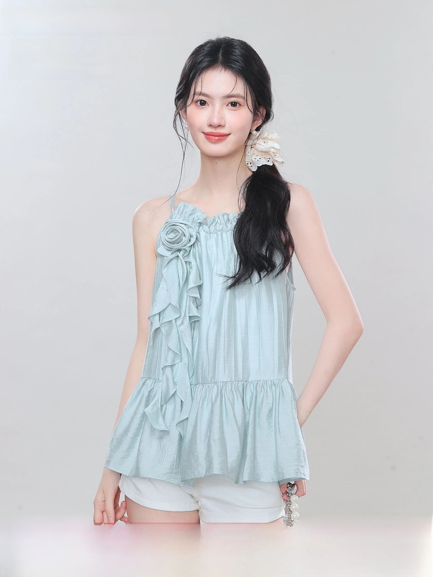 Romantic Sweet Oversized Unique Strap Women's Top Summer Outerwear Lingjiu 2026 New Style round Neck Cotton Blend Shirt
Romantic Sweet Oversized Unique Strap Women's Top Summer Outerwear Lingjiu 2026 New Style round Neck Cotton Blend Shirt