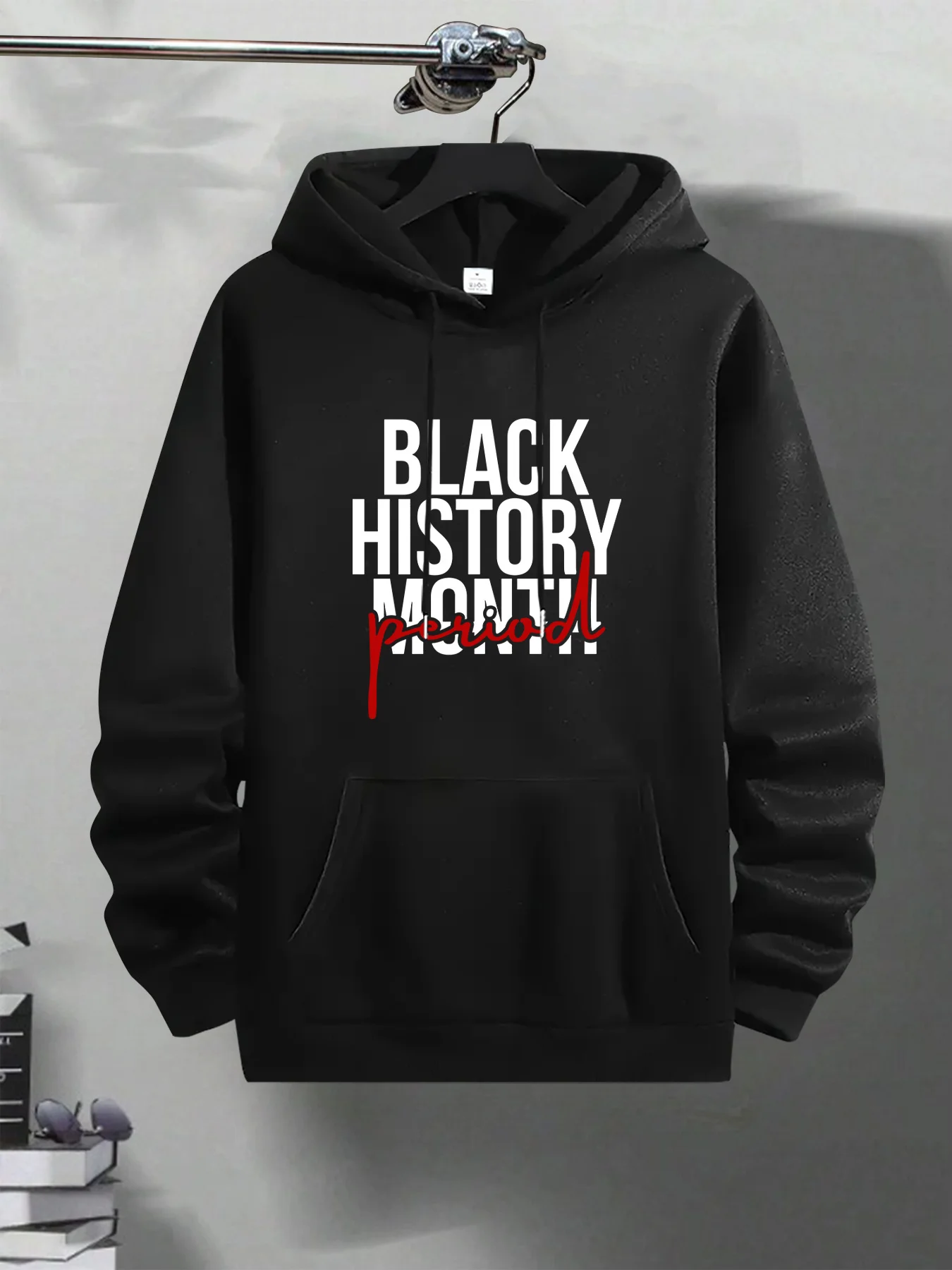 Men's Black History Month patterned hoodie Navy blue geometric print pullover with front pocket
Men's Black History Month patterned hoodie Navy blue geometric print pullover with front pocket