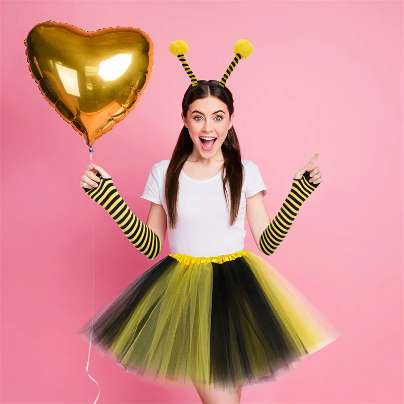 4pcs Bee Costume Set Cosplay Costume Headband Gloves Warmers Knee Stocking Tutu Skirt Girls Dress Up Kits Role Play Prop New
4pcs Bee Costume Set Cosplay Costume Headband Gloves Warmers Knee Stocking Tutu Skirt Girls Dress Up Kits Role Play Prop New