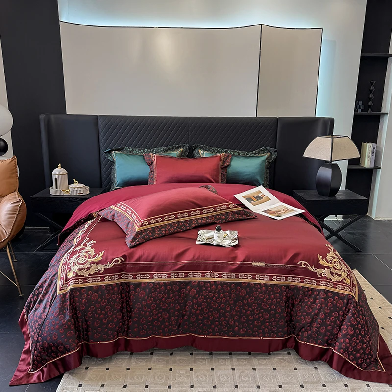 Brocade Jacquard Egyptian Cotton Gold Embroidery Luxury Bedding Set Duvet Cover Flat/Fitted Bed Sheet Pillowcases 4Pcs
Brocade Jacquard Egyptian Cotton Gold Embroidery Luxury Bedding Set Duvet Cover Flat/Fitted Bed Sheet Pillowcases 4Pcs