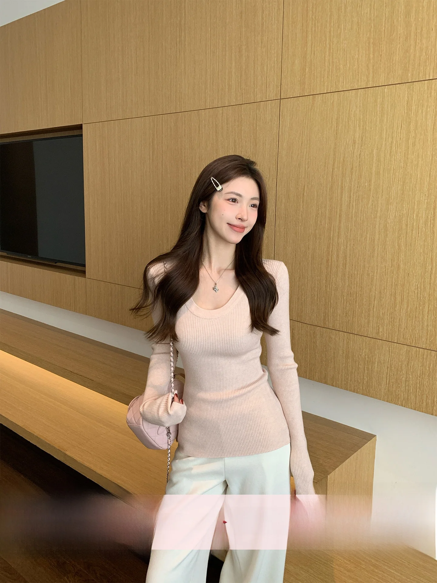 Morning Bloom Pink U-Ne Knitted Top Women's Early Spring Long Sve Base Layer irt Sli Casual Korean Sle Slim Fit
Morning Bloom Pink U-Ne Knitted Top Women's Early Spring Long Sve Base Layer irt Sli Casual Korean Sle Slim Fit