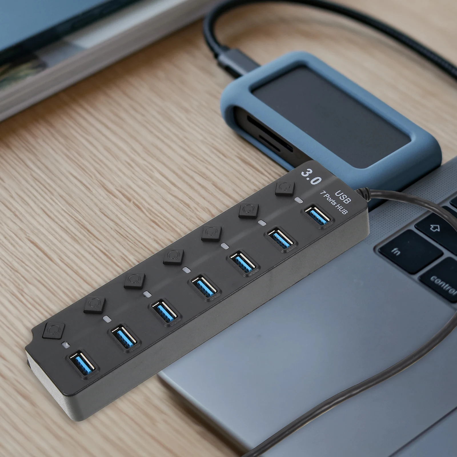 USB3.0 Hub 7-in-1 Adapter Desktop Charge Black Computer Laptop Docking Station USB Splitter Multifunction Hub Port Expander LED
USB3.0 Hub 7-in-1 Adapter Desktop Charge Black Computer Laptop Docking Station USB Splitter Multifunction Hub Port Expander LED