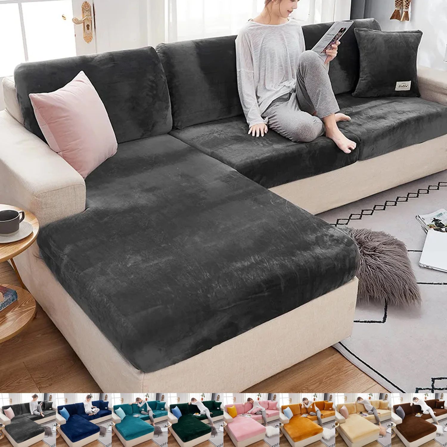 Velvet Fabric Sofa Seat Cover for Living Room Elastic Sofa Cushion Cover Soft Couch Slipcover Furniture Protector for Home 쇼파커버
Velvet Fabric Sofa Seat Cover for Living Room Elastic Sofa Cushion Cover Soft Couch Slipcover Furniture Protector for Home 쇼파커버