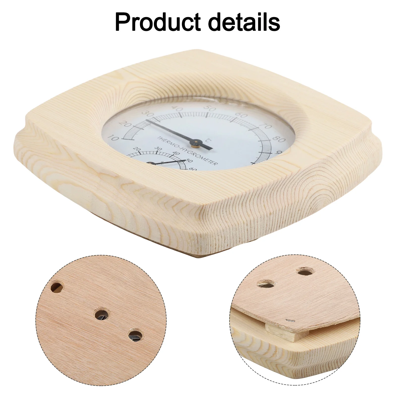 140mm Humidity Gauge Bathroom Thermometer Wooden Material Construction Easy Monitoring Of Climate High Temperature Resistance
140mm Humidity Gauge Bathroom Thermometer Wooden Material Construction Easy Monitoring Of Climate High Temperature Resistance