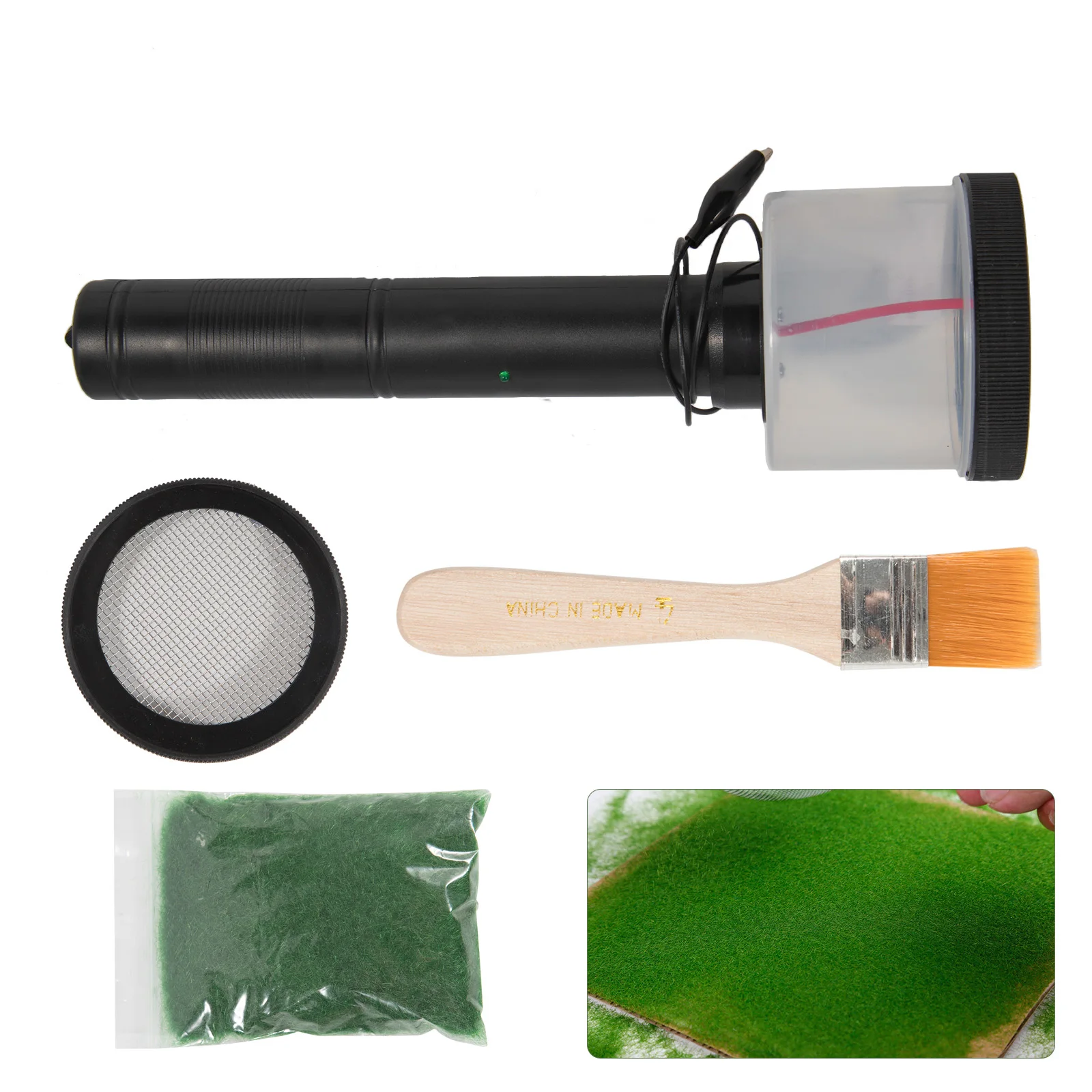 Static Grass Flocking Tool Plane Grass Planter Electrostatic Flocking Kit Mini Static Grass Applicator for DIY Sandbox Model