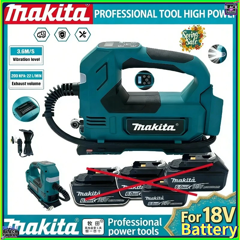 Makita brushless air Pump Cordless Air Inflator: Portable Tyre Pump with Digital Display Tool for Cars & Motorcycles
Makita brushless air Pump Cordless Air Inflator: Portable Tyre Pump with Digital Display Tool for Cars & Motorcycles