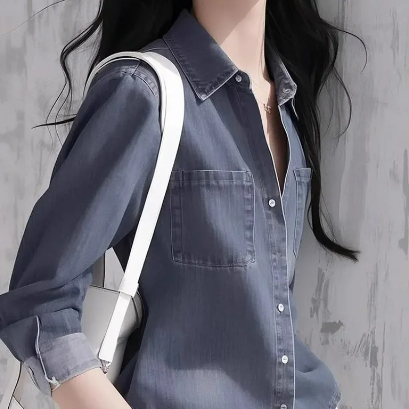 Women's Denim Button Down Shirt Long Sleeve Collared Blouse Casual Loose Fit Daily Office Top
Women's Denim Button Down Shirt Long Sleeve Collared Blouse Casual Loose Fit Daily Office Top