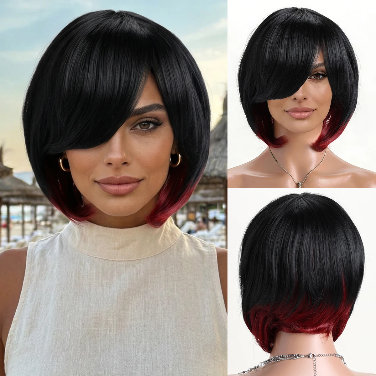 10 Inch Curly Wig Synthetic Black Mixed With Rose Red Wig Hair For Women Suitable For Women's Daily Use Weddings Music Festival
10 Inch Curly Wig Synthetic Black Mixed With Rose Red Wig Hair For Women Suitable For Women's Daily Use Weddings Music Festival
