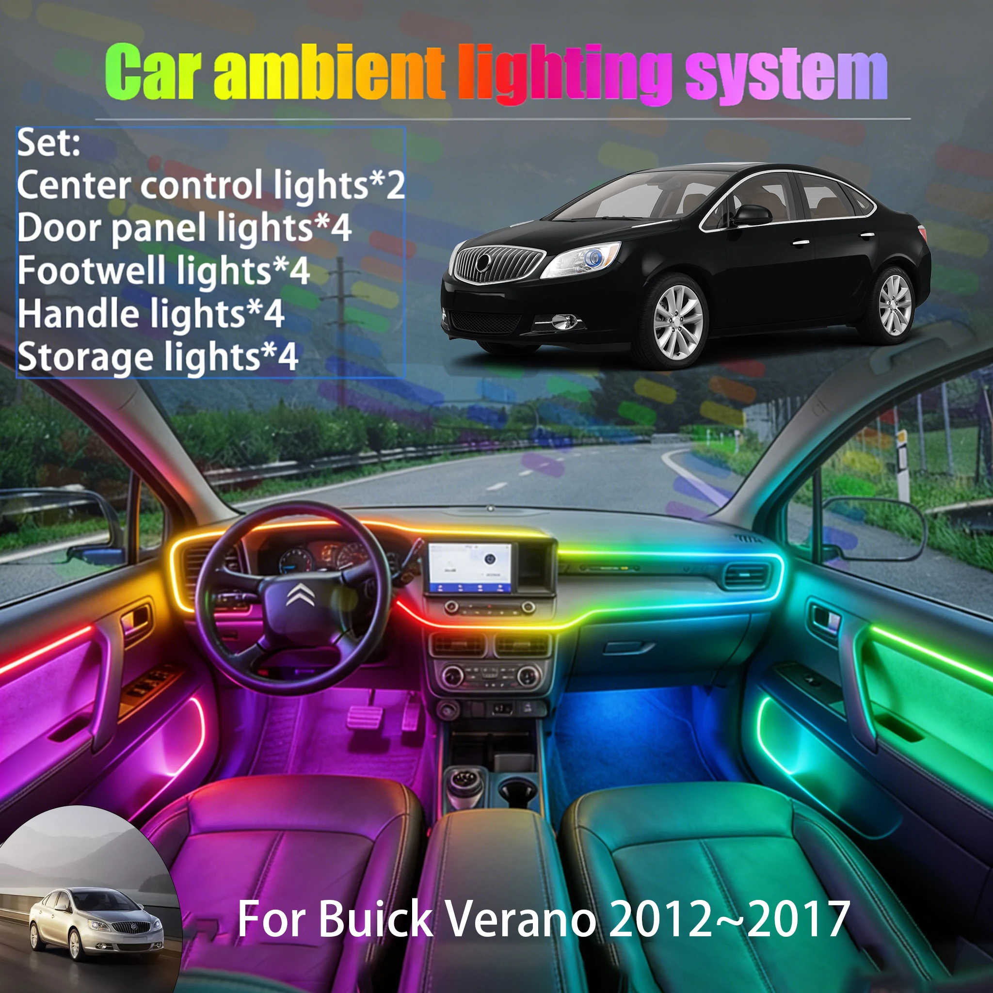 For Buick Verano 2012~2017 2/18 in 1 Car ambient lighting Led trunk interior led lights USB RGB Ensemble Streamer Auto Parts
For Buick Verano 2012~2017 2/18 in 1 Car ambient lighting Led trunk interior led lights USB RGB Ensemble Streamer Auto Parts