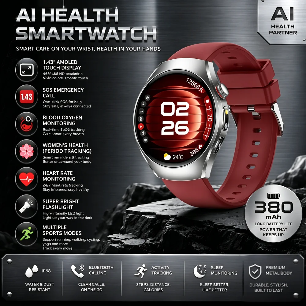 2026 New Wireless Call Nursing Grade Health Analysis Smartwatch For Men Women ECG PPG Blood Pressure Lipids Uric Acid Detection
2026 New Wireless Call Nursing Grade Health Analysis Smartwatch For Men Women ECG PPG Blood Pressure Lipids Uric Acid Detection