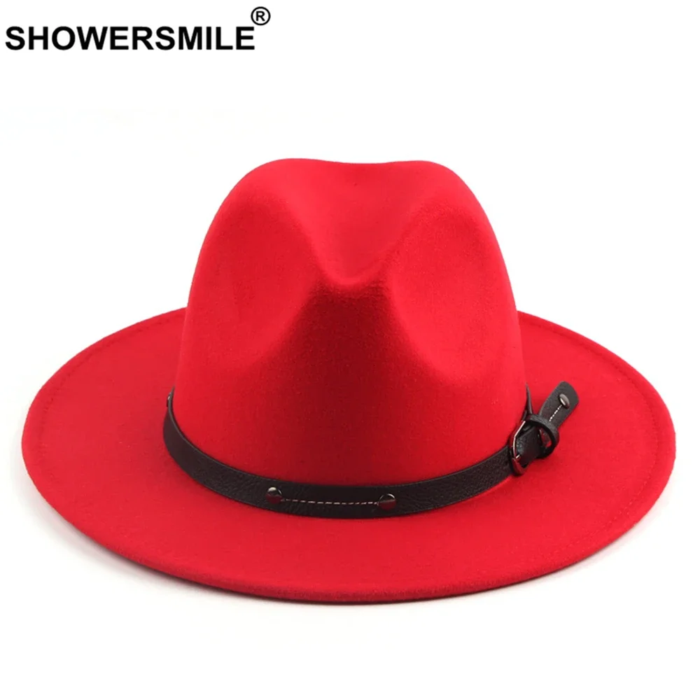 SHOWERSMILE Red Fedora Hats for Women Men British Style Felted Hat Panama Belt Decorate Imitation Woolen Winter Felt Jazz Cap
SHOWERSMILE Red Fedora Hats for Women Men British Style Felted Hat Panama Belt Decorate Imitation Woolen Winter Felt Jazz Cap