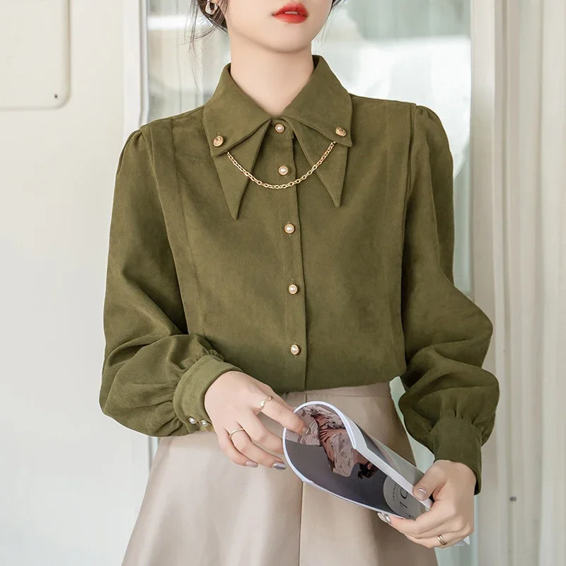 2024 Autumn Winter New Brushed Shirt with Chain Design Vintage Long Sleeve Women Tops Winter Clothes Women Blouse OL Ladies Tops
2024 Autumn Winter New Brushed Shirt with Chain Design Vintage Long Sleeve Women Tops Winter Clothes Women Blouse OL Ladies Tops