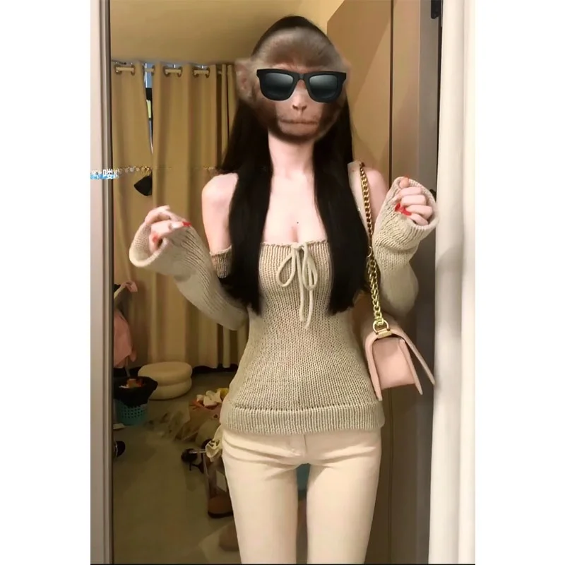 Sexy Long Sve Knitted Sweater Women's Faionable Netie oulder Design Slim Fit Waist Cinching Trendy Top for Autumn
Sexy Long Sve Knitted Sweater Women's Faionable Netie oulder Design Slim Fit Waist Cinching Trendy Top for Autumn