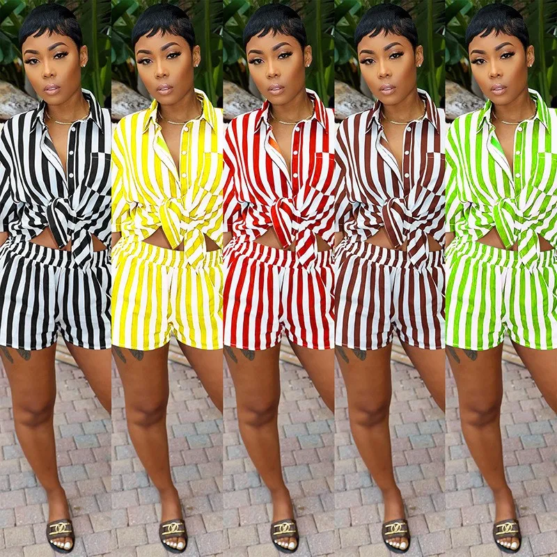 Summer Women's Suit Shorts Striped Two Piece Set High Waist Short Pants Button Front Black And White Casual
Summer Women's Suit Shorts Striped Two Piece Set High Waist Short Pants Button Front Black And White Casual