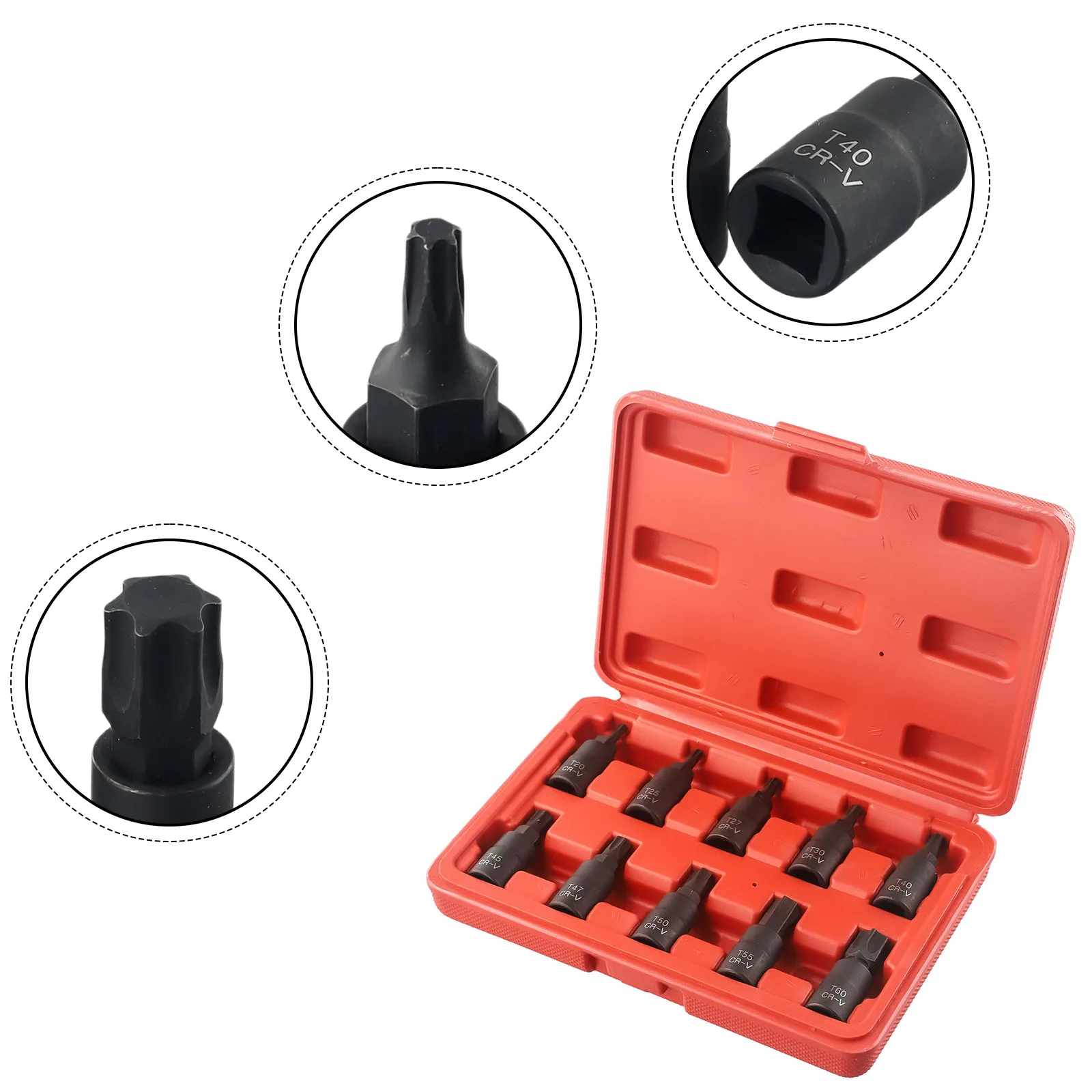10pcs T20-T60 Hex Socket Driver Set 3/8inch Square Ratchet Wrench For Manual Wrench Socket Screwdriver Tools
10pcs T20-T60 Hex Socket Driver Set 3/8inch Square Ratchet Wrench For Manual Wrench Socket Screwdriver Tools 