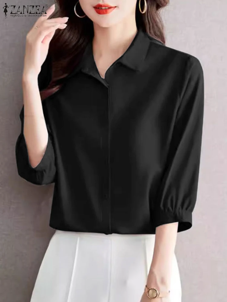 ZANZEA Women Button Up Camisas Korean Fashion Elegant Soild Color Gentle Ladies Shirts 3/4 Sleeve Casual 2024 Summer Blouses
ZANZEA Women Button Up Camisas Korean Fashion Elegant Soild Color Gentle Ladies Shirts 3/4 Sleeve Casual 2024 Summer Blouses