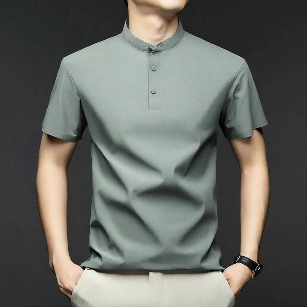 Pure Color Ice Silk Short Sleeve Shirt Men's New Summer Chinese Style Stand Collar Elasticity Breathable Casual Top
Pure Color Ice Silk Short Sleeve Shirt Men's New Summer Chinese Style Stand Collar Elasticity Breathable Casual Top