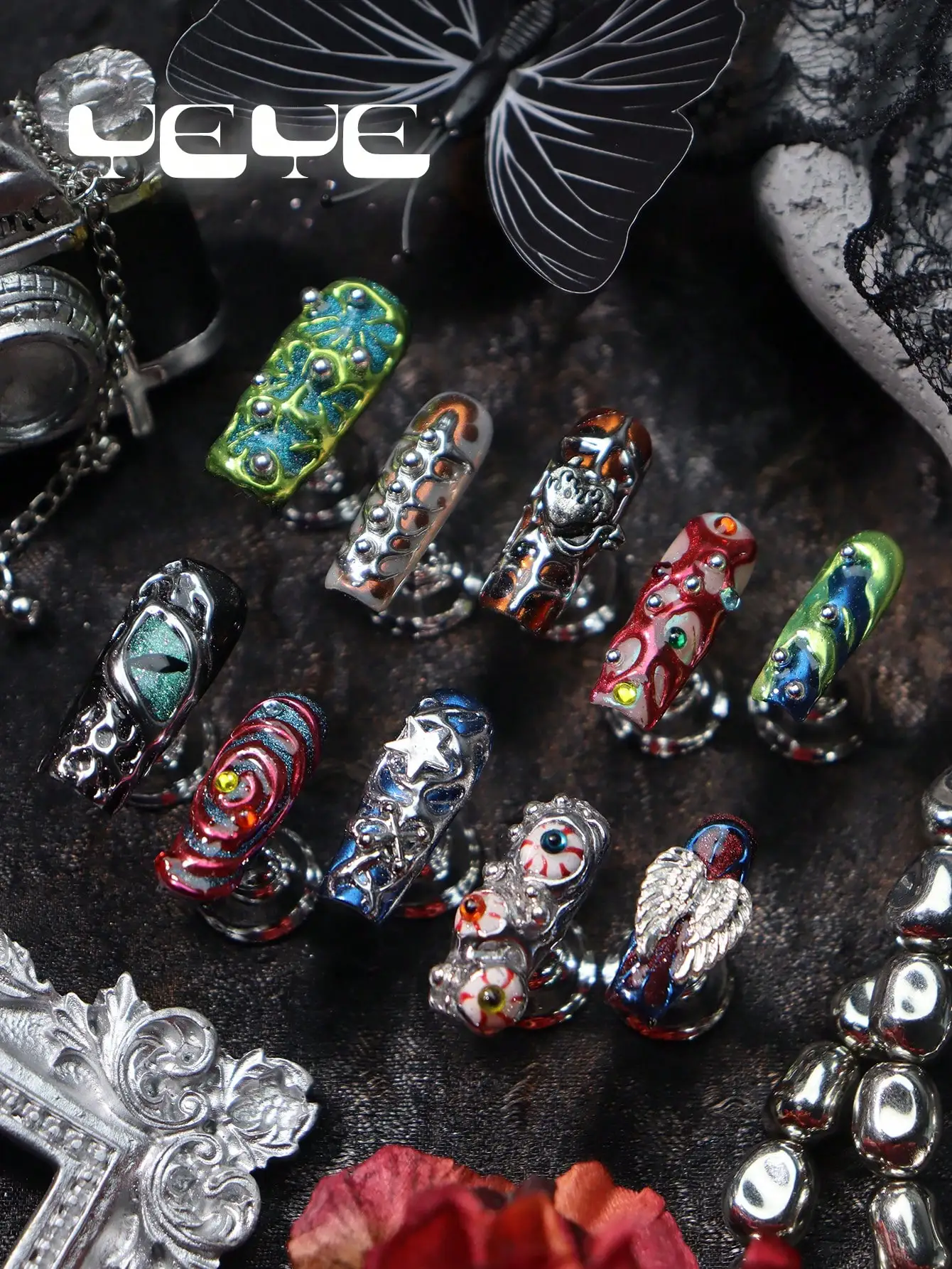 10pcs Square Press On Nails Handmade Y2K,Green,Orange,Royalblue,Red,Light Green,Silver,3d Three-Dimensional Decoration Metal Element,Eye,Star,Wing,Bean,Junk Pink Full Coverage Metallic Nails Press On Fake Set,European Style Nail Art Suitable For Music Fes
10pcs Square Press On Nails Handmade Y2K,Green,Orange,Royalblue,Red,Light Green,Silver,3d Three-Dimensional Decoration Metal Element,Eye,Star,Wing,Bean,Junk Pink Full Coverage Metallic Nails Press On Fake Set,European Style Nail Art Suitable For Music Fes