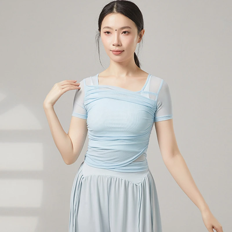Women Dance Top Summer Mesh Short Sleeve Pleated Adult Modern Dance Jazz Ballet Shirt Classical Dance Wear See Through Costume
Women Dance Top Summer Mesh Short Sleeve Pleated Adult Modern Dance Jazz Ballet Shirt Classical Dance Wear See Through Costume