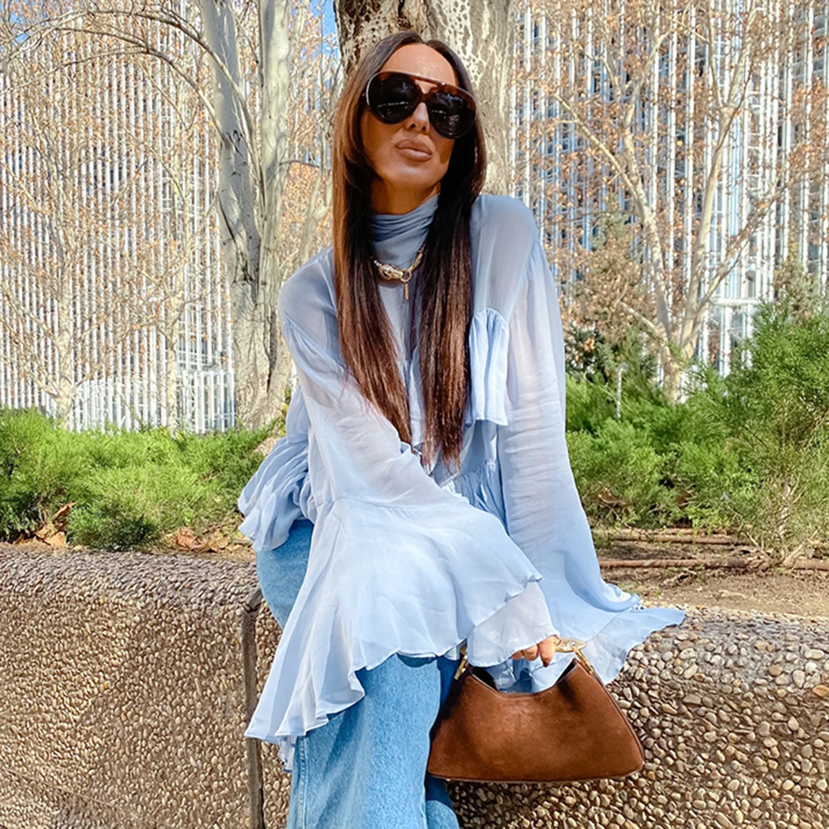 Tiered Ruffle Flare Long Sleeve Blouse Women Summer Clothes Fashion Loose Shirts Blouses Lady Casual Shirt Tops Streetwear 2025
Tiered Ruffle Flare Long Sleeve Blouse Women Summer Clothes Fashion Loose Shirts Blouses Lady Casual Shirt Tops Streetwear 2025