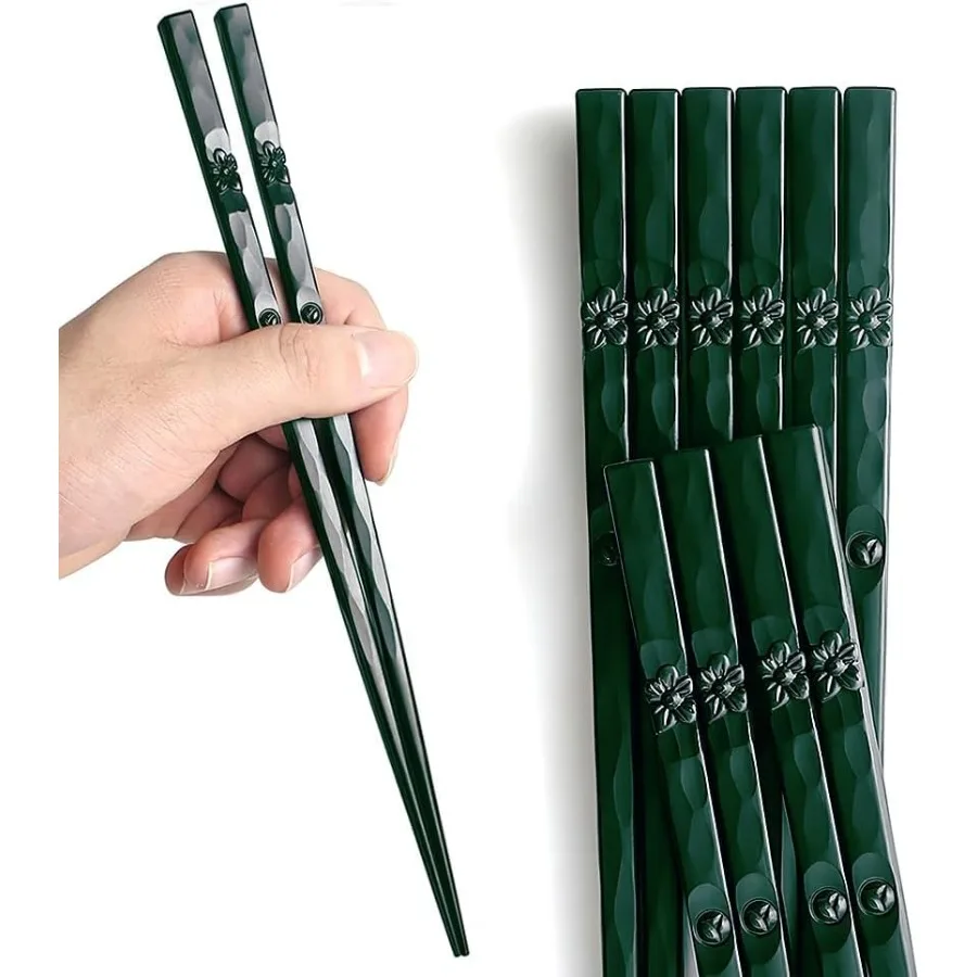 5 Pairs Fiberglass Chopsticks, Dishwasher Safe Reusable Chopsticks, Non Slip Japanese Style Chop Sticks, 9.5 Inch - Green
5 Pairs Fiberglass Chopsticks, Dishwasher Safe Reusable Chopsticks, Non Slip Japanese Style Chop Sticks, 9.5 Inch - Green