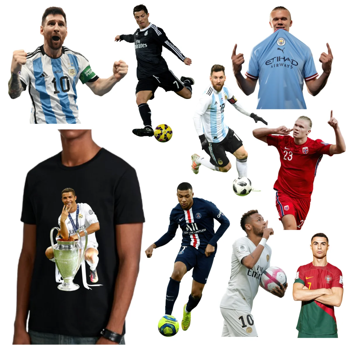 Football Star Ronaldo Mbappe Neymar Messi Haaland Heat Transfer Sticker on Clothes T-shirt Bags DIY Iron-on Patches Applique
Football Star Ronaldo Mbappe Neymar Messi Haaland Heat Transfer Sticker on Clothes T-shirt Bags DIY Iron-on Patches Applique