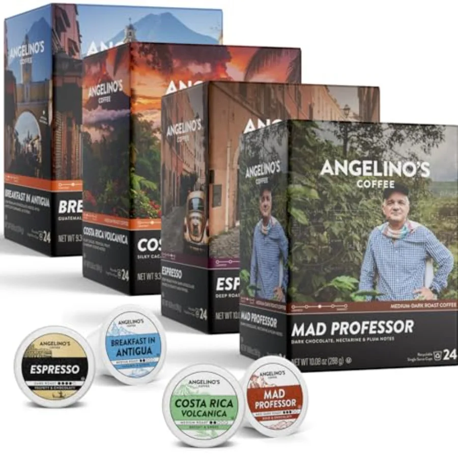 Angelino's Coffee Reserve Variety Pack, 96 Count 4 Premium Single-Origin Blends, K Cup Compatible for Keurig Espresso, Mad Prof
Angelino's Coffee Reserve Variety Pack, 96 Count 4 Premium Single-Origin Blends, K Cup Compatible for Keurig Espresso, Mad Prof
