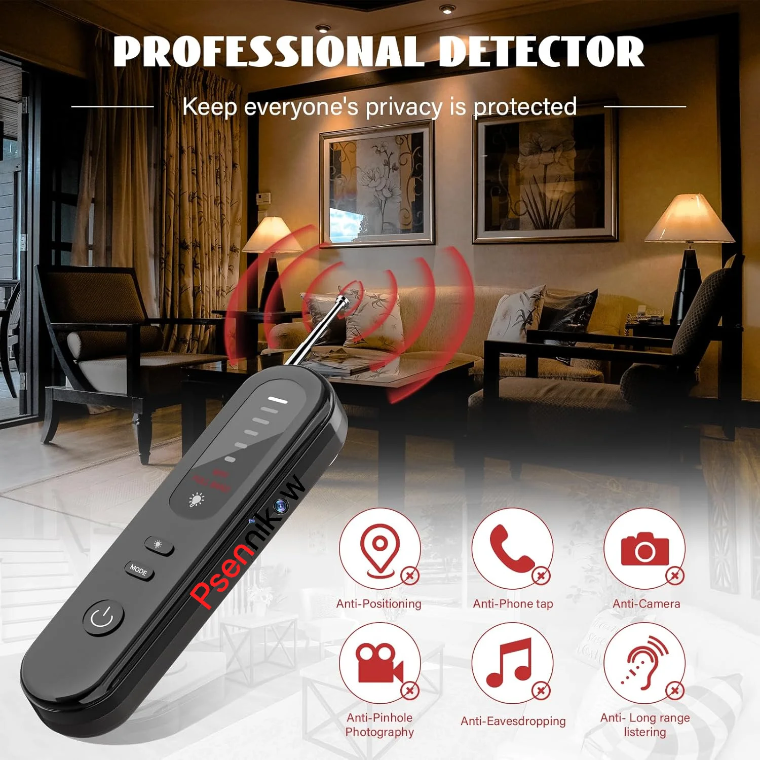 Anti Spy Hidden Camera Detector, RF Signal Scanner, Anti-Eavesdropping Bug Finder, Sensitivity Adjustable for Car Home Office
Anti Spy Hidden Camera Detector, RF Signal Scanner, Anti-Eavesdropping Bug Finder, Sensitivity Adjustable for Car Home Office