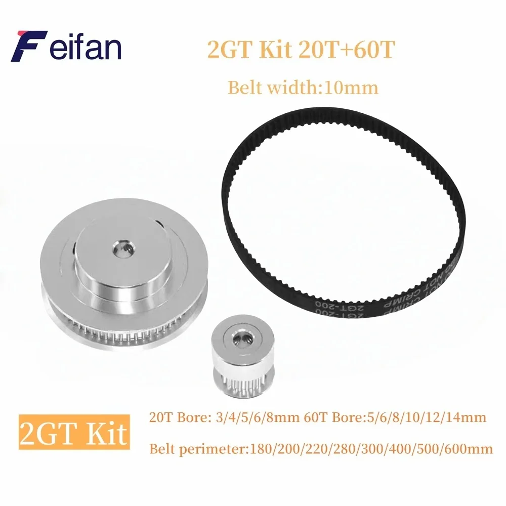 2GT Timing Pulley Set GT2 Synchronous Wheel 60T 20T With A Width Of 10mm Synchronous Wheel For 3D Printer Transmission Ratio 3:1
2GT Timing Pulley Set GT2 Synchronous Wheel 60T 20T With A Width Of 10mm Synchronous Wheel For 3D Printer Transmission Ratio 3:1