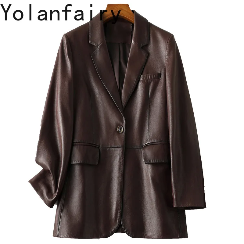 YOLANFAIRY Real Sheepskin Genuine Leather Jacket Women 2026 Elegant High-end Leather Suit Coat Mid-length Loose Leather Jackets
YOLANFAIRY Real Sheepskin Genuine Leather Jacket Women 2026 Elegant High-end Leather Suit Coat Mid-length Loose Leather Jackets