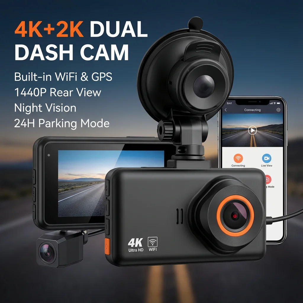 4K+2K Dual Dash Cam GPS Front and Rear Camera Built-in WiFi 1440P Rear View Car Video Recorder Night Vision 24H Parking Mode
4K+2K Dual Dash Cam GPS Front and Rear Camera Built-in WiFi 1440P Rear View Car Video Recorder Night Vision 24H Parking Mode