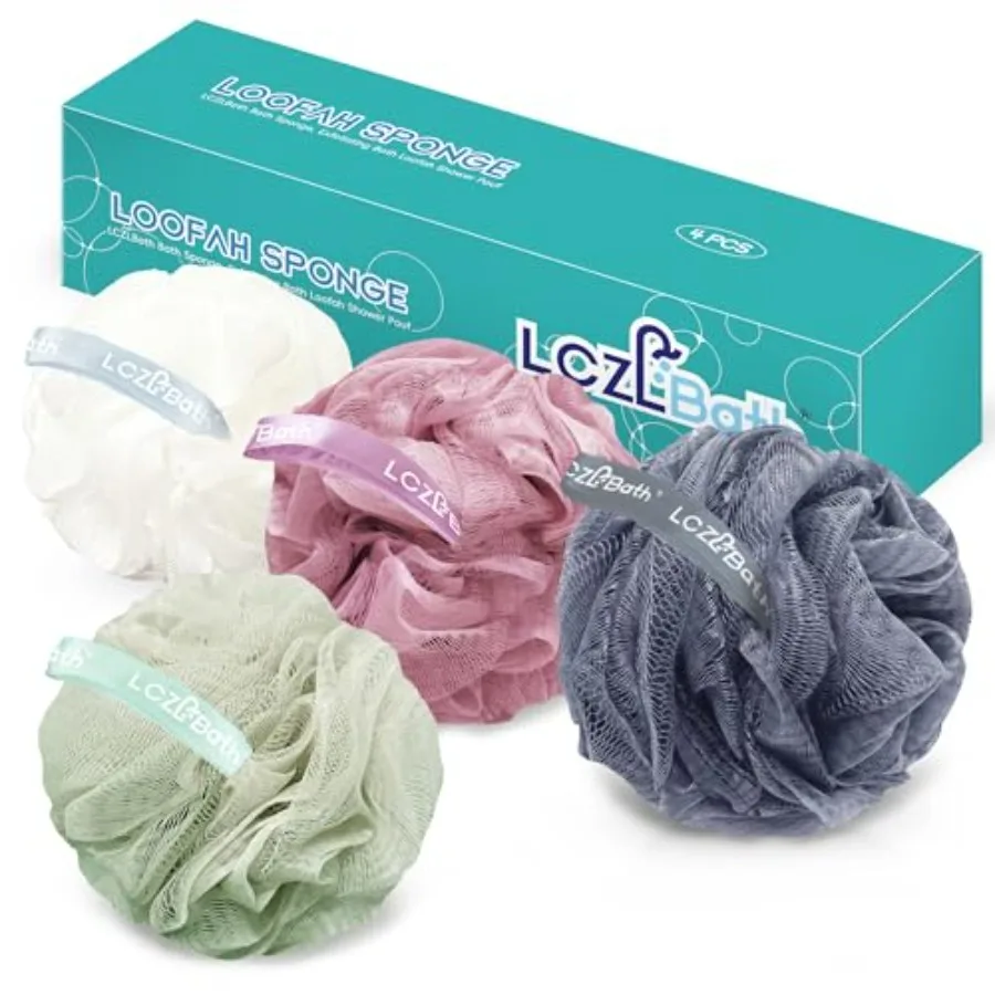Shower Loofah 4PCS Soft Bath Body Sponge 60g Loofa Set Thick Wash Puffs for Women and Men Pink-White-Blue-Green
Shower Loofah 4PCS Soft Bath Body Sponge 60g Loofa Set Thick Wash Puffs for Women and Men Pink-White-Blue-Green