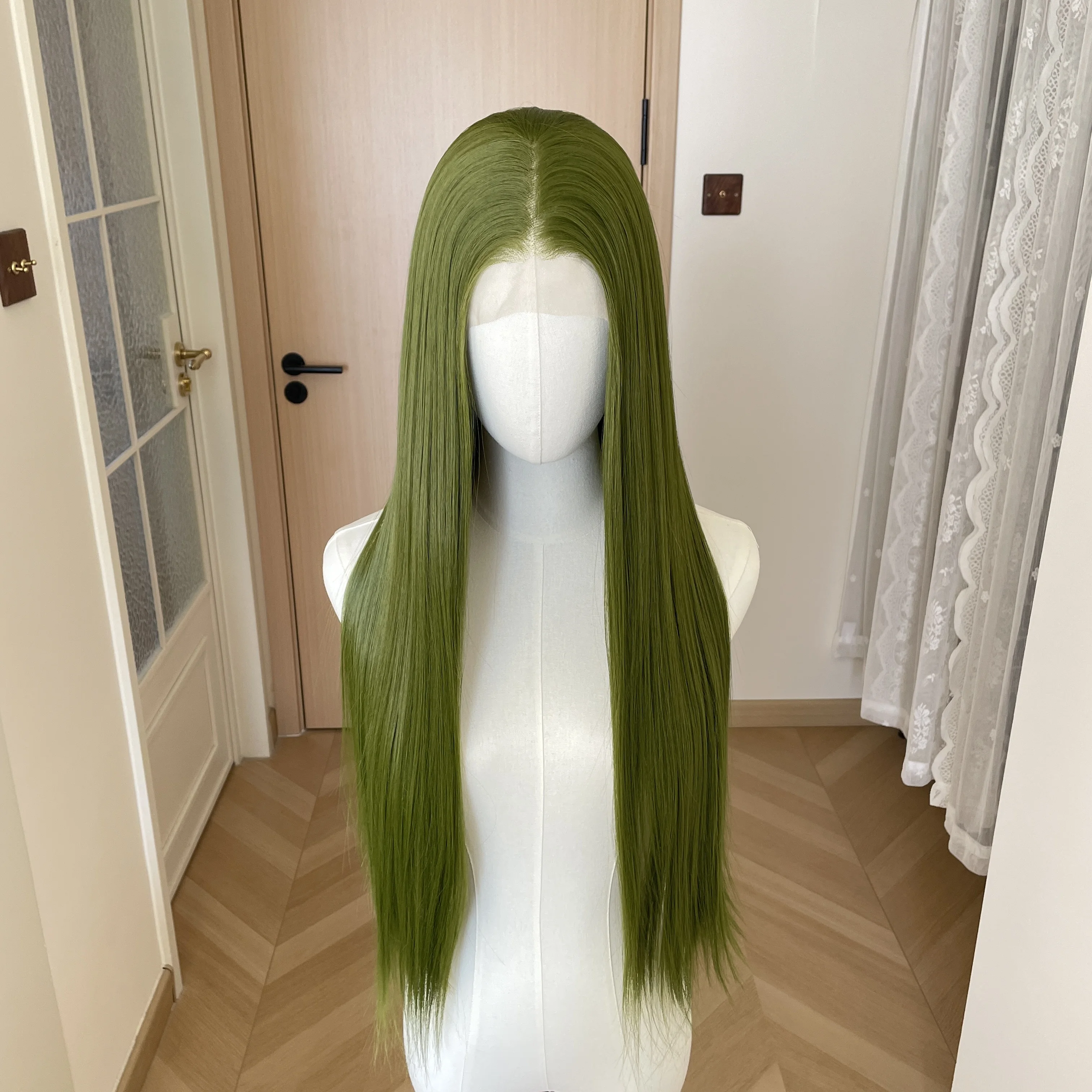 Natural Hairline Long Silky Straight Wig for Women 13x4 Synthetic Lace Front Wig Grass Green 26 Inch Fashion Glueless Wig 150%
Natural Hairline Long Silky Straight Wig for Women 13x4 Synthetic Lace Front Wig Grass Green 26 Inch Fashion Glueless Wig 150%