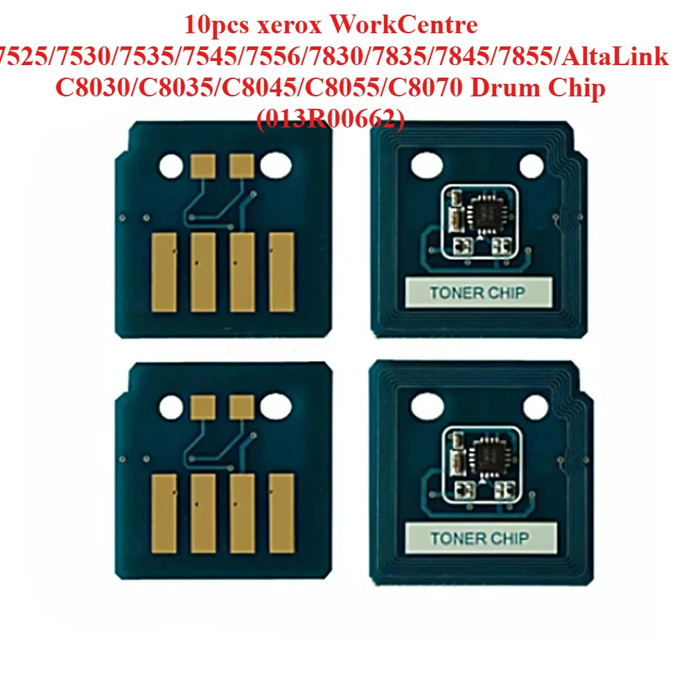 10pcs xerox WorkCentre 7525/7530/7535/7545/7556/7830/7835/7845/7855/AltaLink C8030/C8035/C8045/C8055/C8070 Drum Chip (013R00662)
10pcs xerox WorkCentre 7525/7530/7535/7545/7556/7830/7835/7845/7855/AltaLink C8030/C8035/C8045/C8055/C8070 Drum Chip (013R00662)