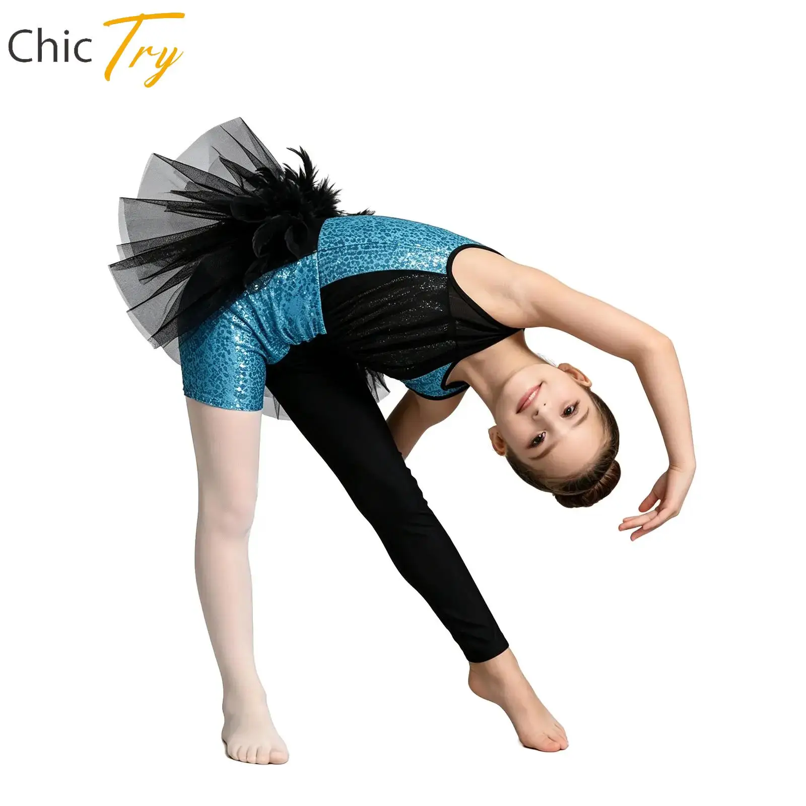 Kid Girls Color Block Sequin Ballet Dance Dress Asymmetrical Feather Tulle Skirted Jumpsuit Lyrical Performance Competition Wear
Kid Girls Color Block Sequin Ballet Dance Dress Asymmetrical Feather Tulle Skirted Jumpsuit Lyrical Performance Competition Wear