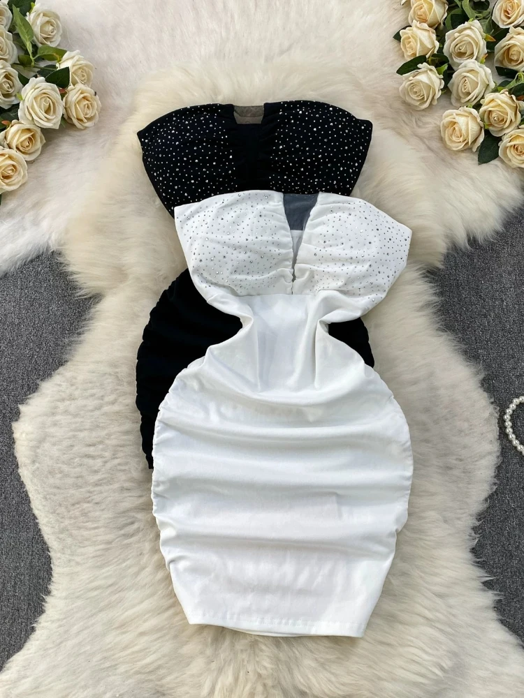 Dress Chic Y2K Sexy Mesh Patchwork Rhinestone Bandeau For Women Summer Slim Elegant Ultra Very Charming Nice Hip Wrap Skirt
Dress Chic Y2K Sexy Mesh Patchwork Rhinestone Bandeau For Women Summer Slim Elegant Ultra Very Charming Nice Hip Wrap Skirt
