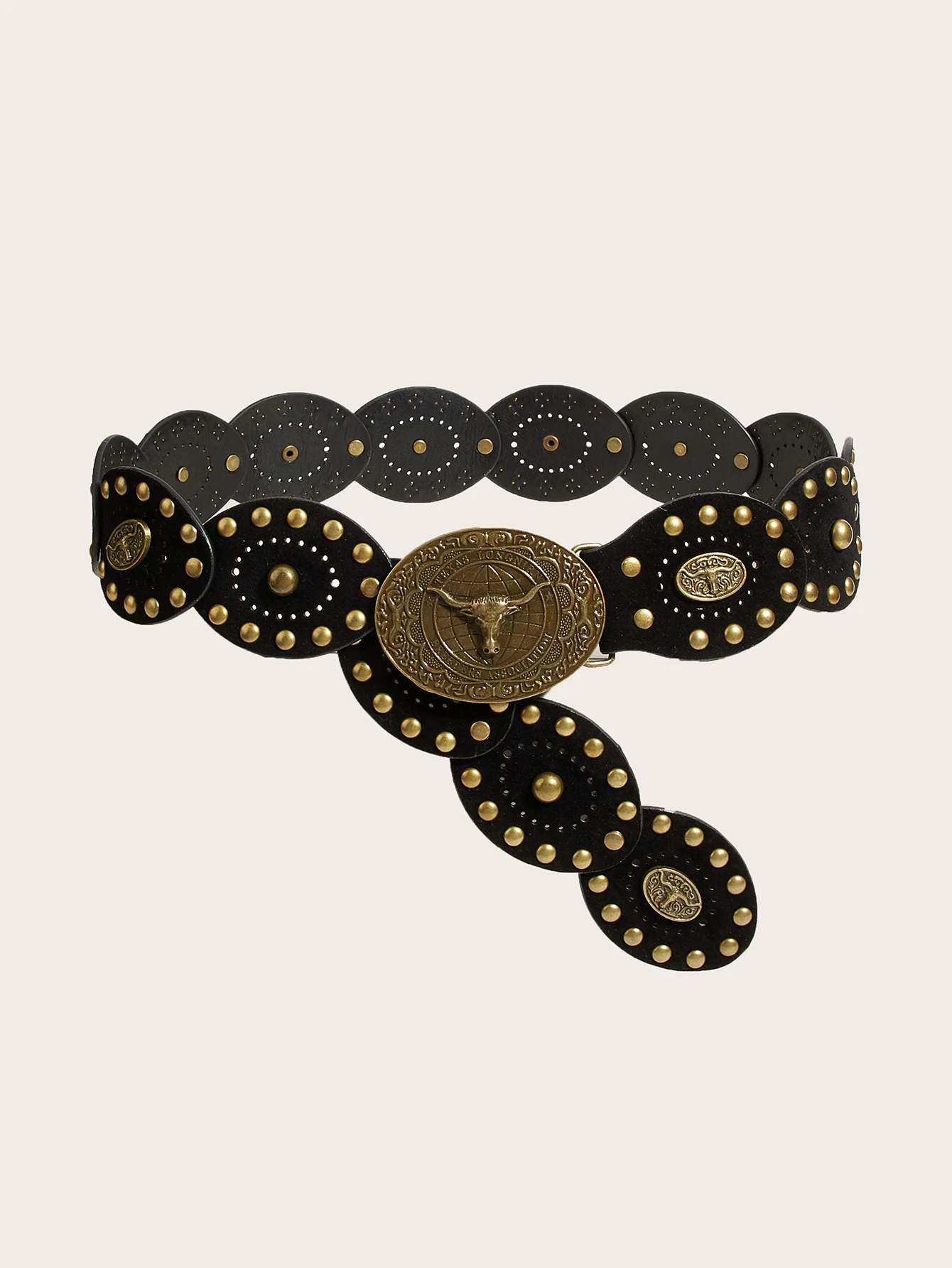 1Pc Boho Black Belt with Bull Head Rivets for Women, Y2K Western Style Belt with Antique Brass Bull Head Buckle, Y2K Girls' Belt, Chunky Belt, Belts for Women's Dresses, Suitable for Pairing with Dresses, Jeans, Casual Wear, Suitable for Parties, Casual O
1Pc Boho Black Belt with Bull Head Rivets for Women, Y2K Western Style Belt with Antique Brass Bull Head Buckle, Y2K Girls' Belt, Chunky Belt, Belts for Women's Dresses, Suitable for Pairing with Dresses, Jeans, Casual Wear, Suitable for Parties, Casual O