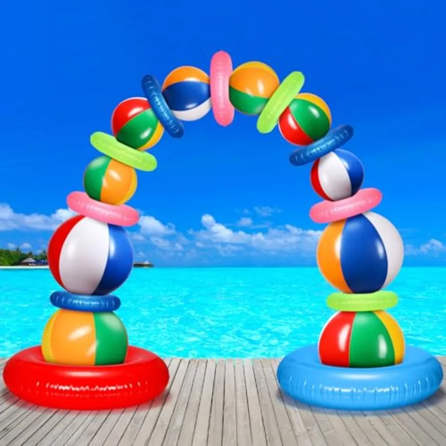 Summer Beach Party Arch Kit: 4 Large 24 Inch Inflatable Beach Balls, 6 Rainbow 16 Inch Pool Balls, 11 Inflatable Pool Swim Ring
Summer Beach Party Arch Kit: 4 Large 24 Inch Inflatable Beach Balls, 6 Rainbow 16 Inch Pool Balls, 11 Inflatable Pool Swim Ring