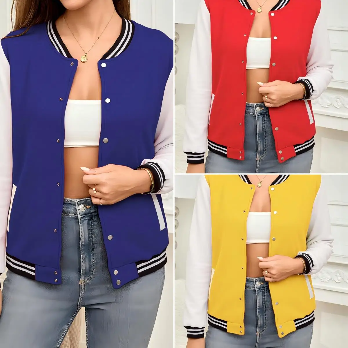 American Style Solid Color Women Baseball Uniform All-Match Loose Clothes Soft Cotton Streetwear Autumn Button Female Jacket
American Style Solid Color Women Baseball Uniform All-Match Loose Clothes Soft Cotton Streetwear Autumn Button Female Jacket