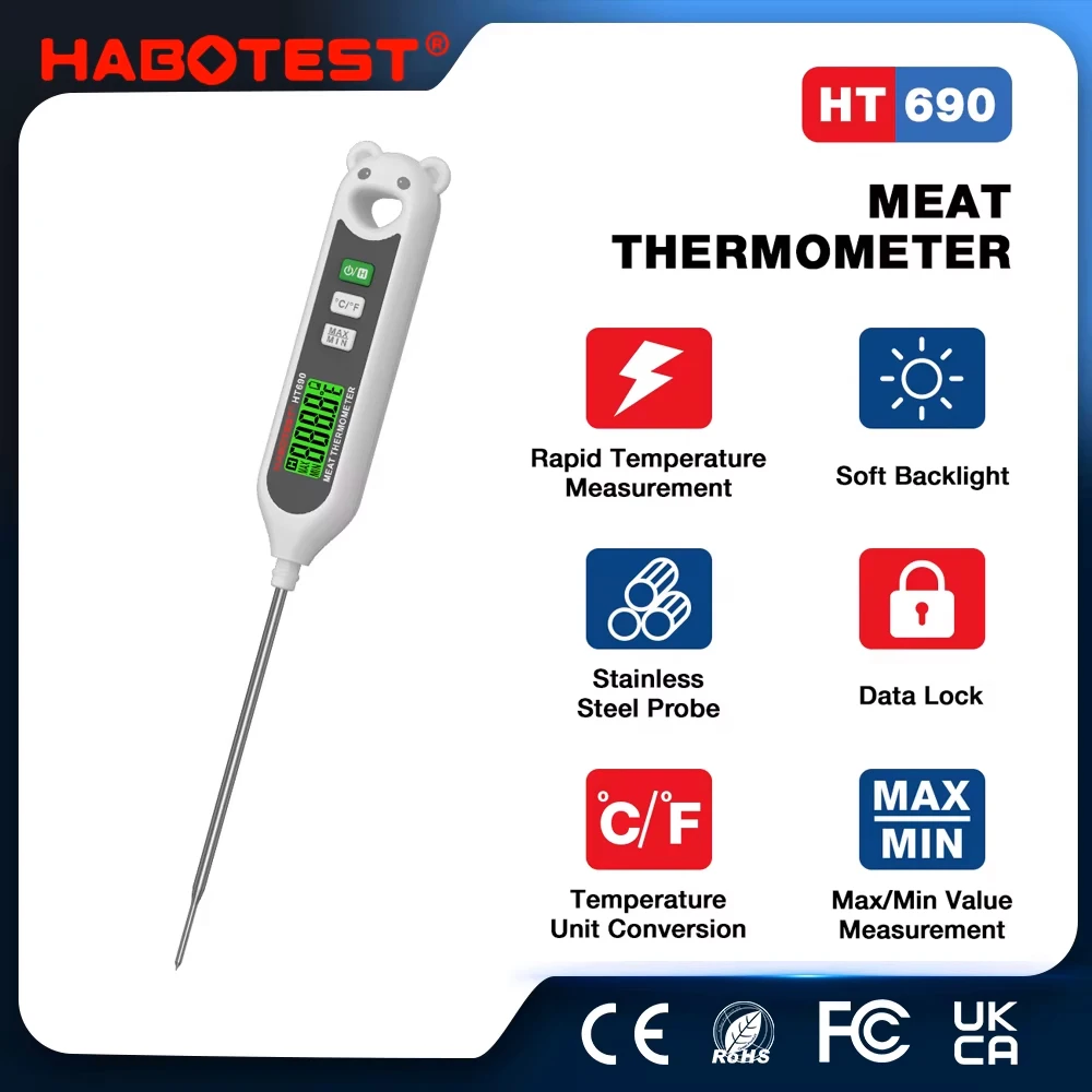 HABOTEST HT690 Instant Read Meat Thermometer Digital Kitchen Cooking Food Thermometer for Oil Deep Fry BBQ Grill Thermometer
HABOTEST HT690 Instant Read Meat Thermometer Digital Kitchen Cooking Food Thermometer for Oil Deep Fry BBQ Grill Thermometer