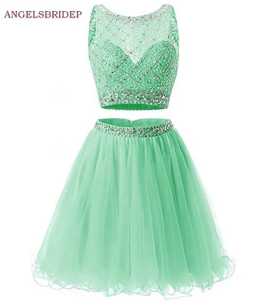 ANGELSBRIDEP Two Pieces Mint Green Prom Dresses Short Beaded Sparkly Tulle Cocktail Graduation Formal Party Gowns Custom Made
ANGELSBRIDEP Two Pieces Mint Green Prom Dresses Short Beaded Sparkly Tulle Cocktail Graduation Formal Party Gowns Custom Made