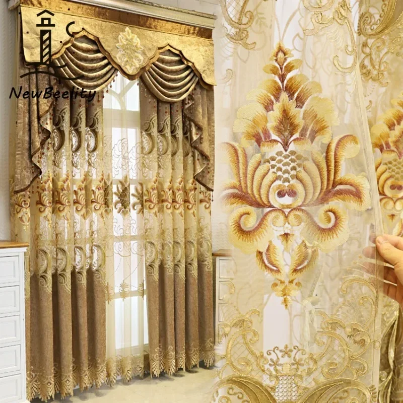 European Style Blackout Chenille Embroidered Window Curtains for Living Room Bedroom Dining Tulle Valance Luxury Villa Decor
European Style Blackout Chenille Embroidered Window Curtains for Living Room Bedroom Dining Tulle Valance Luxury Villa Decor