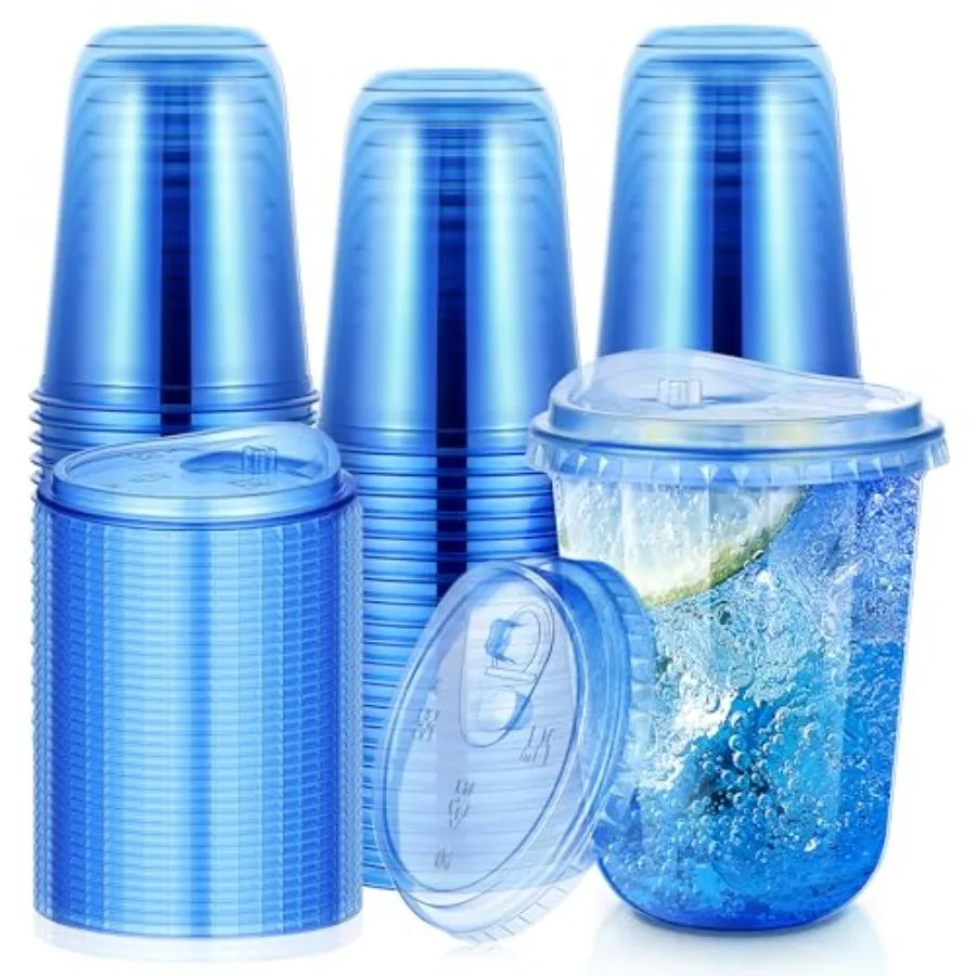 50 Pack 16 oz Plastic Cups with Sip Lids, Disposable Strawl Wine Glasses for Iced Coffee Cocktail Cold Drinks, Round Bottom Ste
50 Pack 16 oz Plastic Cups with Sip Lids, Disposable Strawl Wine Glasses for Iced Coffee Cocktail Cold Drinks, Round Bottom Ste