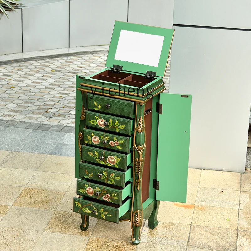 XL retro jewelry cabinet solid wood hand-painted seven-chest cabinet European bedroom drawer decorative jewelry dressing
XL retro jewelry cabinet solid wood hand-painted seven-chest cabinet European bedroom drawer decorative jewelry dressing