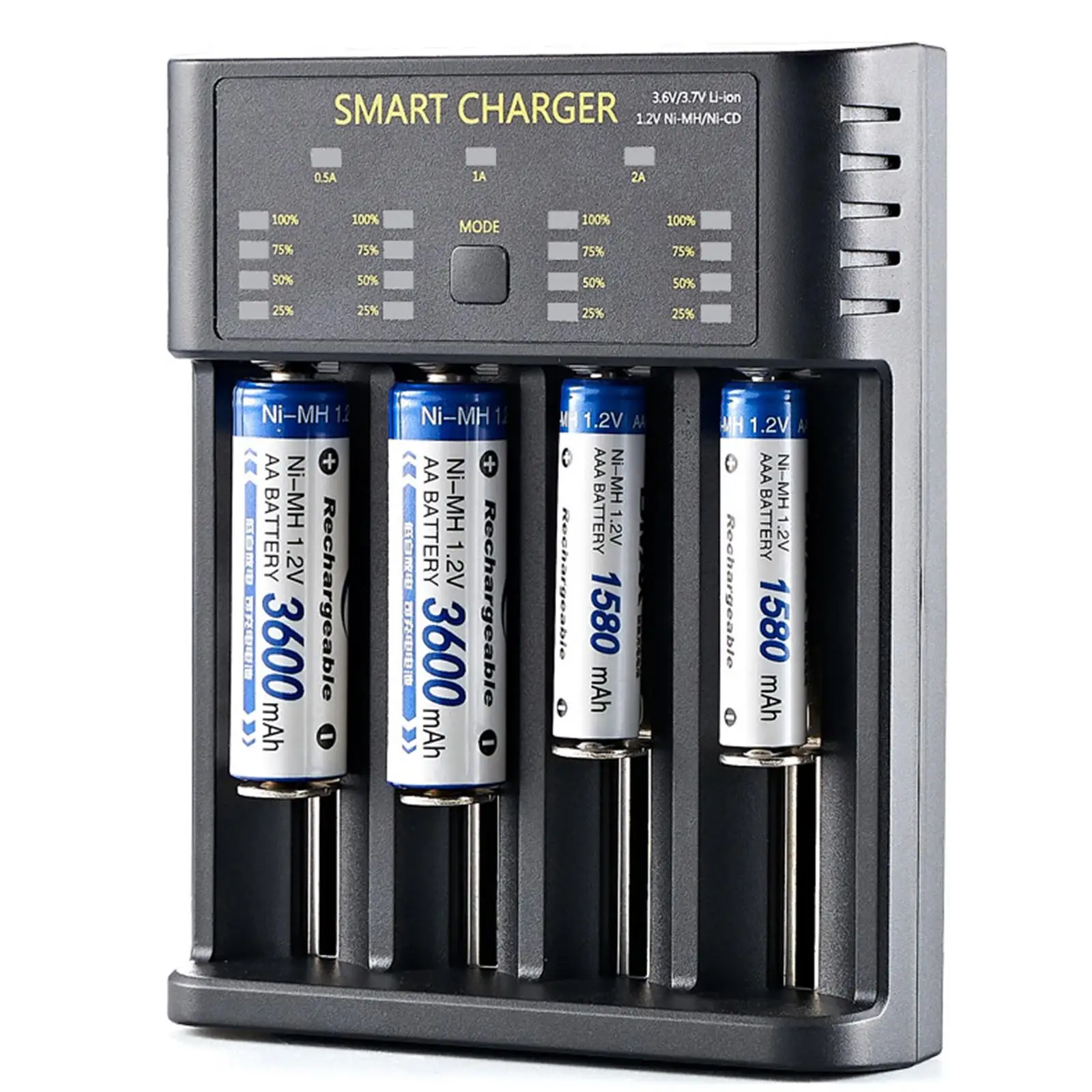 Зарядное устройство для аккумуляторов 18650, 4 слота, 5В/2А, USB-кабель для литий-ионных аккумуляторов 26650 AA
Зарядное устройство для аккумуляторов 18650, 4 слота, 5В/2А, USB-кабель для литий-ионных аккумуляторов 26650 AA