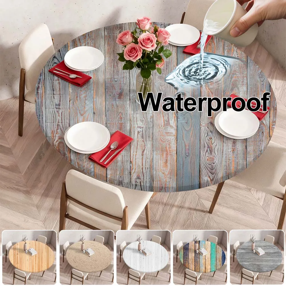 1PC Anti-Slip Waterproof Table Cover Wood Texture Elastic Fitted Round Dining Table Cover for Home Camping 식탁보 Mantel Navideño
1PC Anti-Slip Waterproof Table Cover Wood Texture Elastic Fitted Round Dining Table Cover for Home Camping 식탁보 Mantel Navideño