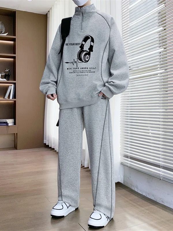 Casual Sportswear f Zip Hoodie Set Men's Long Sve Stand Collar Trendy Two-Piece Autumn Outfit Cotton Polyester Blend
Casual Sportswear f Zip Hoodie Set Men's Long Sve Stand Collar Trendy Two-Piece Autumn Outfit Cotton Polyester Blend