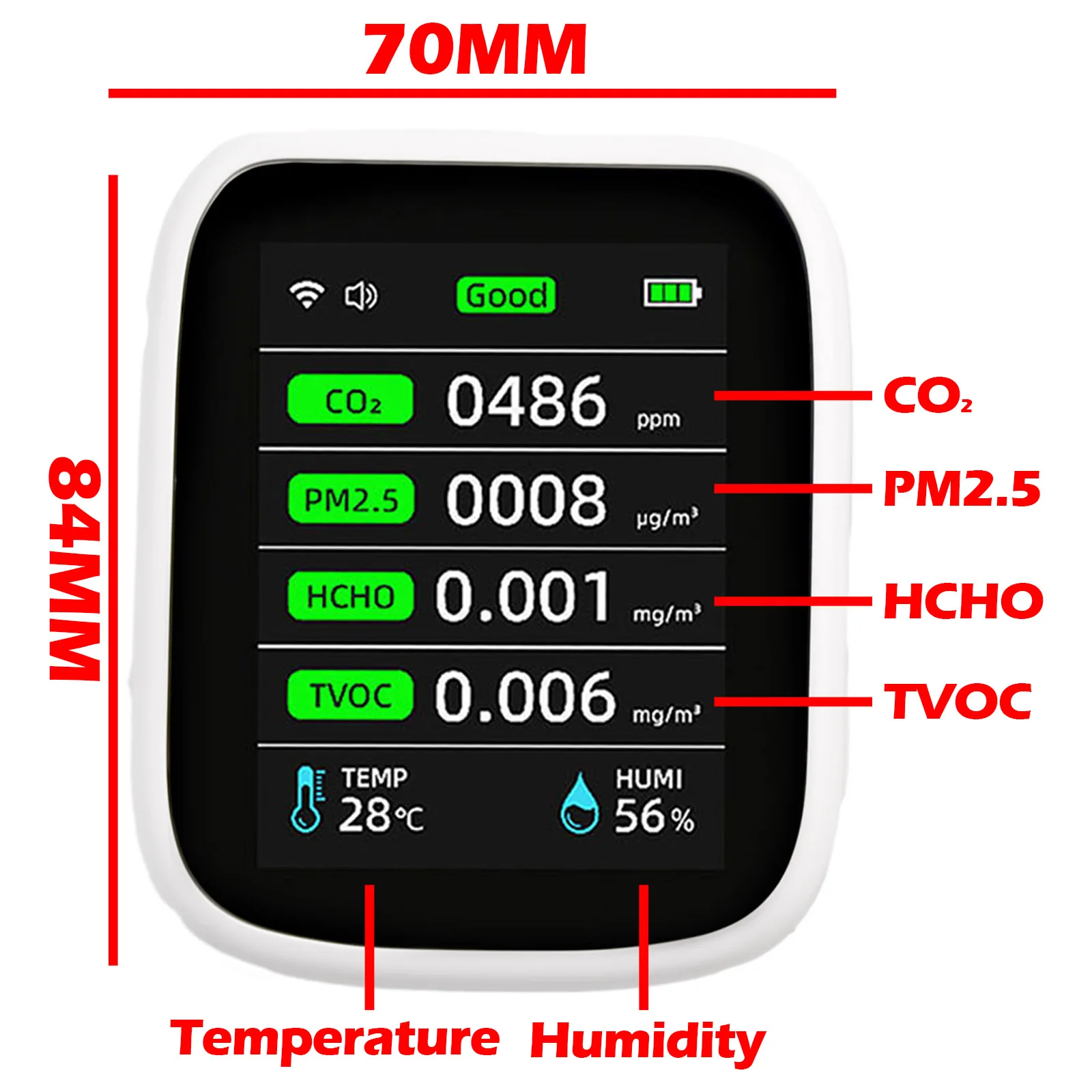 Air Quality Monitor CO2 Detector Air Meter Air Test Inspection Lcd Screen Life App Type-C Charging Cable
Air Quality Monitor CO2 Detector Air Meter Air Test Inspection Lcd Screen Life App Type-C Charging Cable