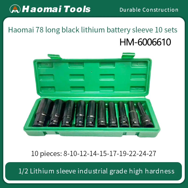 HaoMai 78 Long Black Lithium-Electric 10-Piece Set Socket Wrench Set Extended Full Air Gun Socket Tool Kit
HaoMai 78 Long Black Lithium-Electric 10-Piece Set Socket Wrench Set Extended Full Air Gun Socket Tool Kit