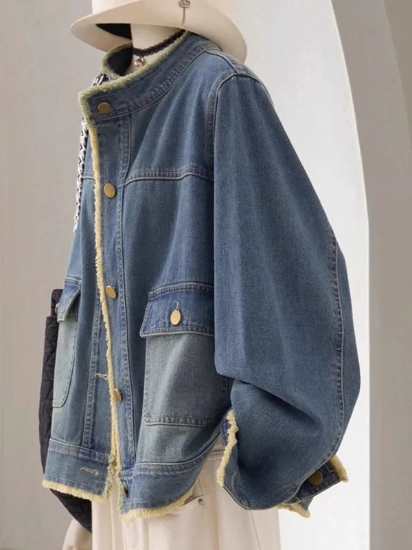 Large Size Denim Jaet Women's Autumn Winter Vintage Design Loose Casual Top Tassel Splicing Stand Collar Jeans Coat
Large Size Denim Jaet Women's Autumn Winter Vintage Design Loose Casual Top Tassel Splicing Stand Collar Jeans Coat
